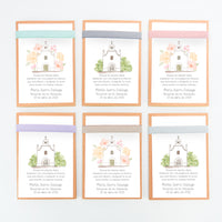 Opciones de color y diseño de la libreta con bolígrafo como detalle para invitados de comunión de la colección iglesia