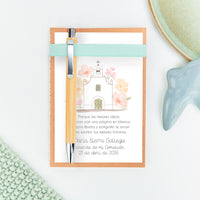 libreta con bolígrafo como detalle para invitados de comunión de la colección iglesia