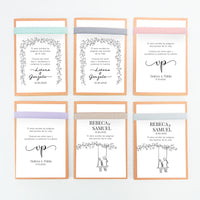 opciones de diseño y color de la libreta con bolígrafo como detalle para invitados de boda