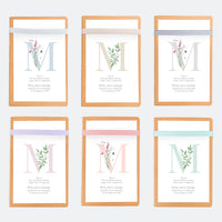 opciones de diseño y color para la libreta con lápiz para invitados de comunión de la colección inicial. 