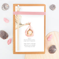 libreta con lápiz para invitados de bautizo de la colección cigüeña. 