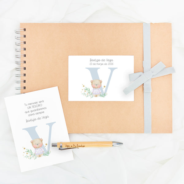 Libro de firmas personalizado para bautizo de la colección Inicial. 