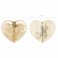Packaging del libro de firmas de madera con forma de corazón y 70 corazones pequeños para dedicatorias. Tamaño 44 × 37,5 cm.