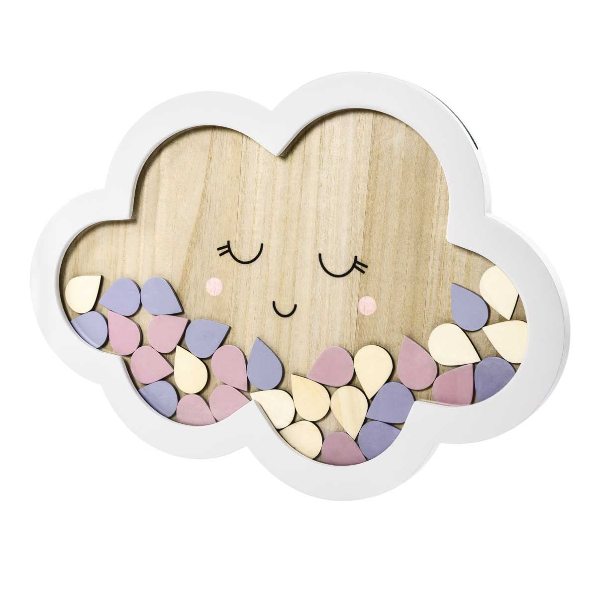 Detalle del libro de firmas nube de madera. Decoración original para bautizos y comuniones.