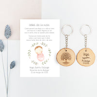 Llavero Árbol de la Vida con Tarjeta para Invitados de Bautizo