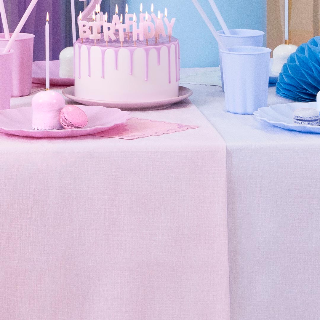 Mantel Desechable Rectangular – Azul, Lila, Rosa o Verde