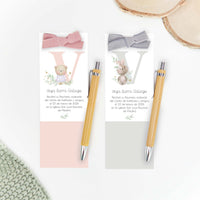 Marcapáginas con bolígrafo personalizado de la colección Inicial para bautizo