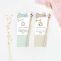 Marcapáginas con lápiz de la colección Cigüeña con dibujo de cigüeña y saquito, detalle de bautizo para niños