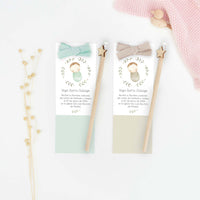 Marcapáginas con lápiz de la colección Rosco Bebé con ilustración de bebé en un rosco de ramas, recuerdo de bautizo para niños