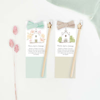 Marcapáginas con lápiz de la colección Iglesia con ilustración de iglesia, detalle de comunión para niños