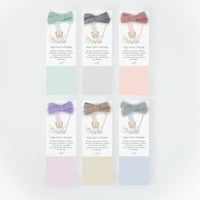 Opciones de color del recordatorio formato marcapáginas para bautizo de la colección inicial osito. 