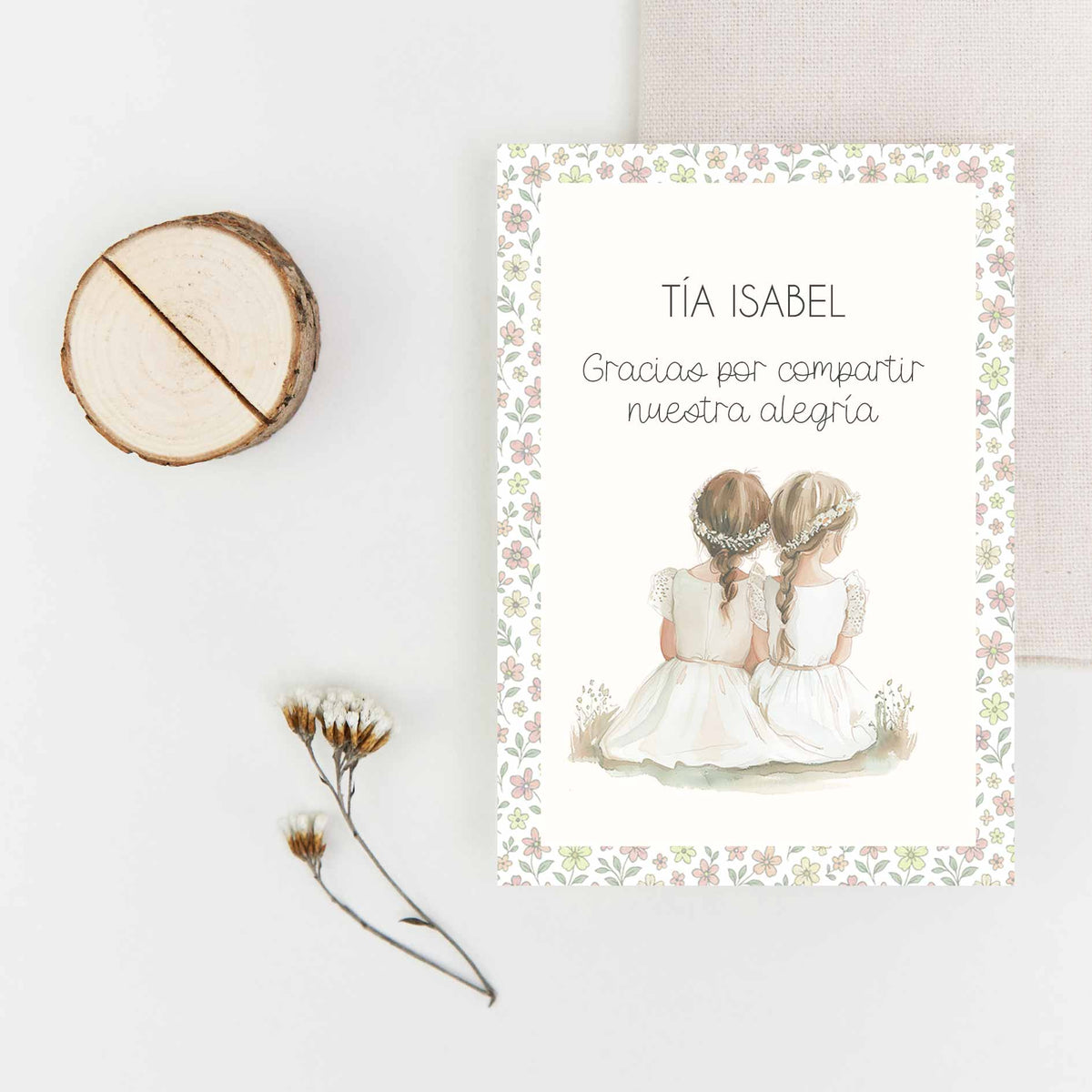Tarjetas marcasitios de Comunión con tronquito