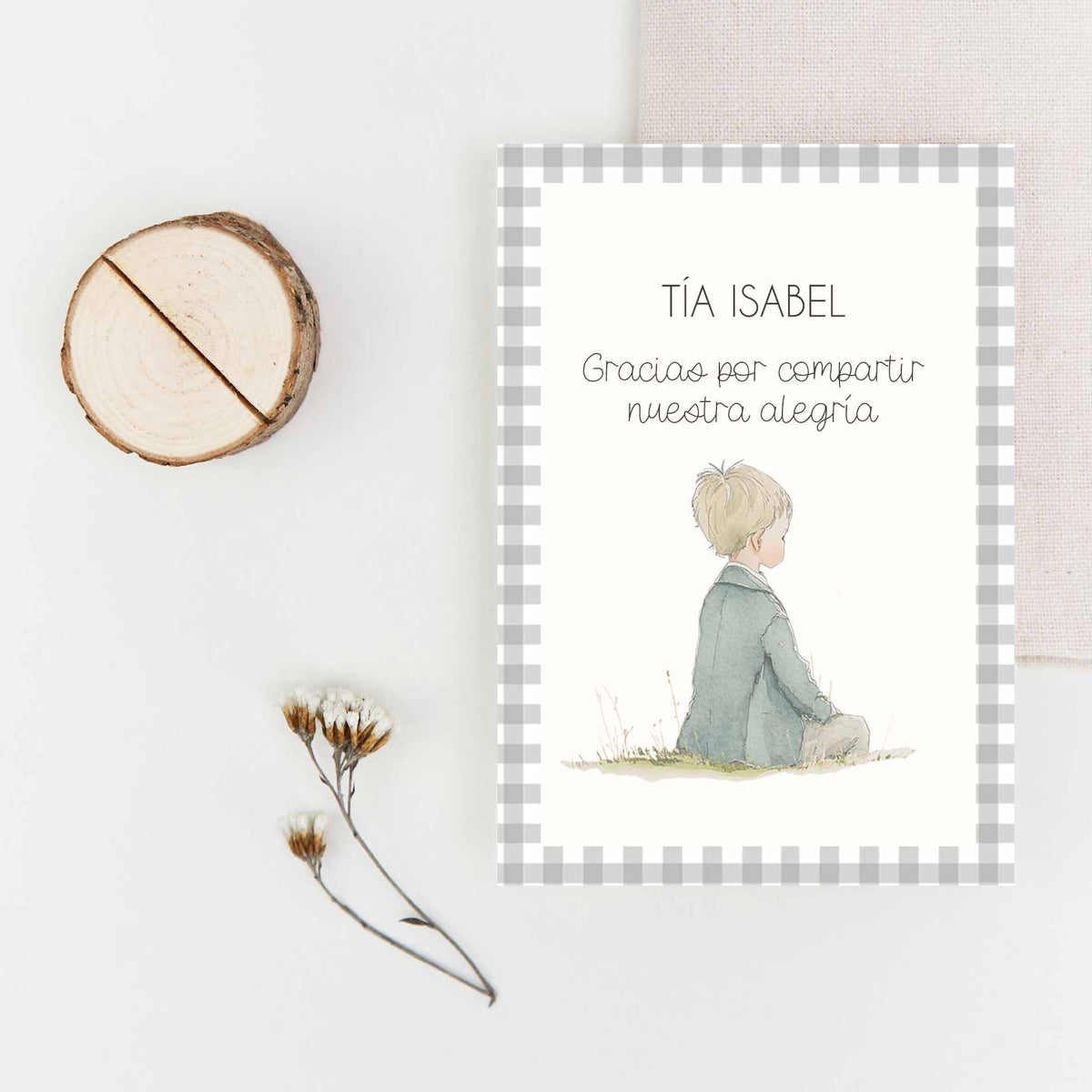 Tarjetas marcasitios de Comunión con tronquito