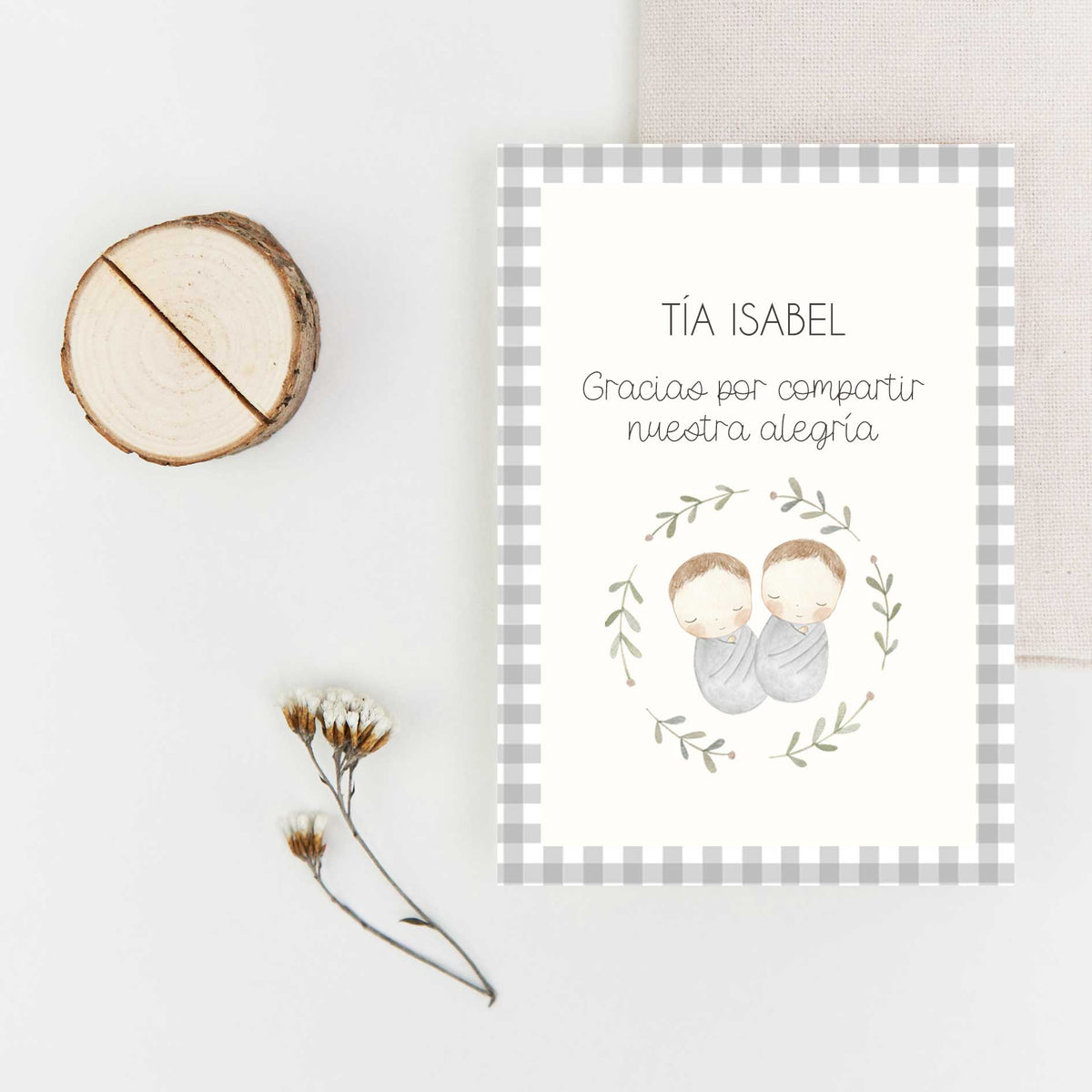 Tarjetas marcasitios de Bautizo con tronquito