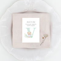 Marcasitios personalizados de la Colección Inicial Bautizo, con inicial del bebé.