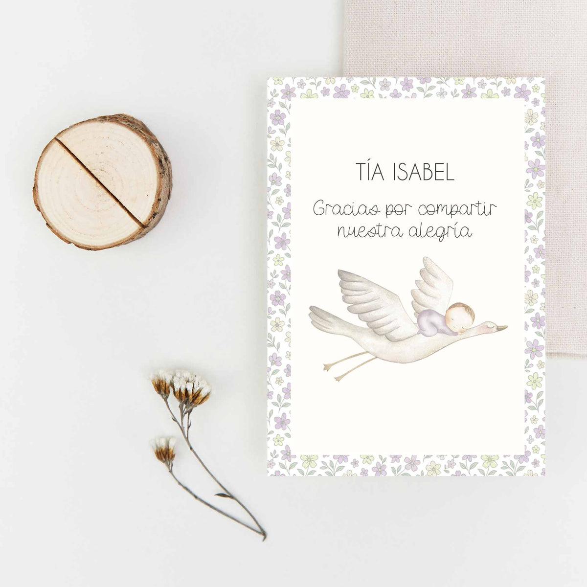 Tarjetas marcasitios de Bautizo con tronquito