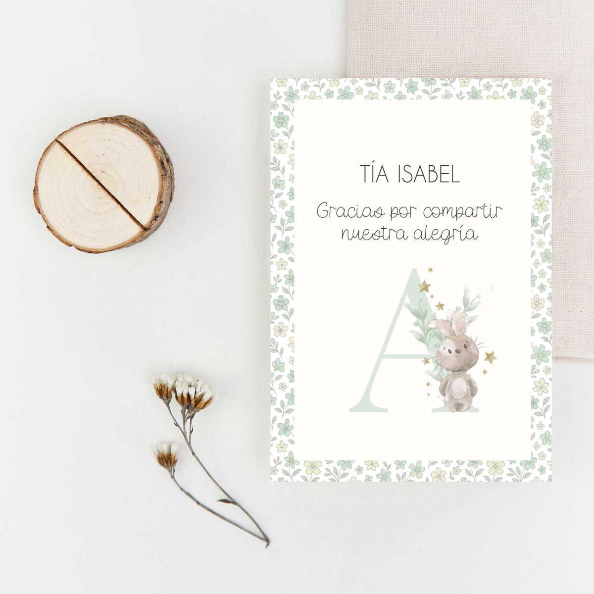 Tarjetas marcasitios de Bautizo con tronquito
