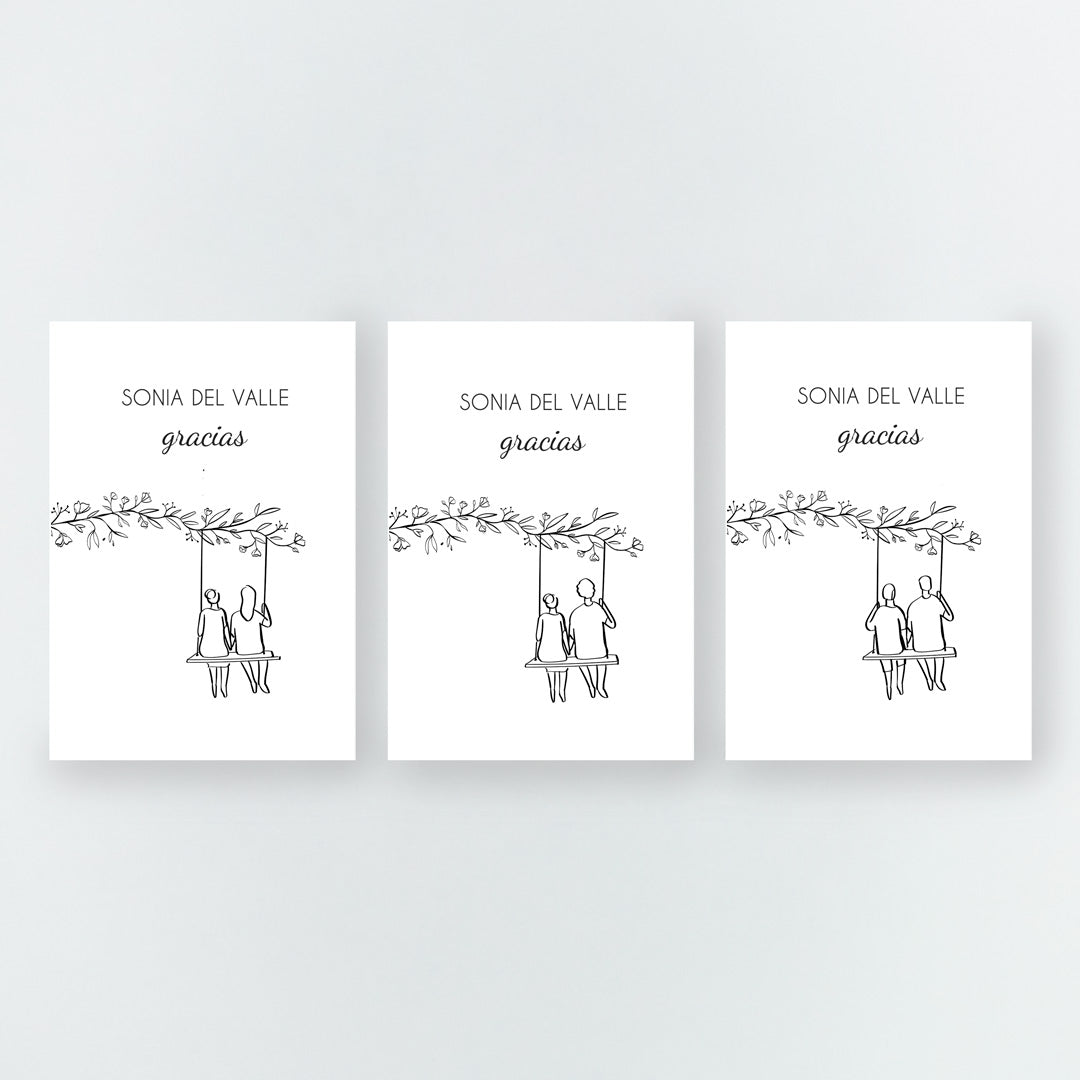 Marcasitios de boda Susurros con silueta en columpio