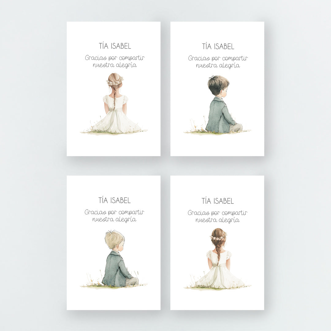 opciones de diseño para el marcasitios personalizados de la Colección Boho Comunión