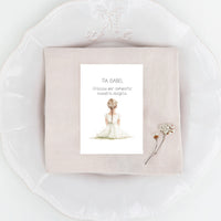 Marcasitios personalizados de la Colección Boho Comunión, con ilustración de niño o niña de comunión