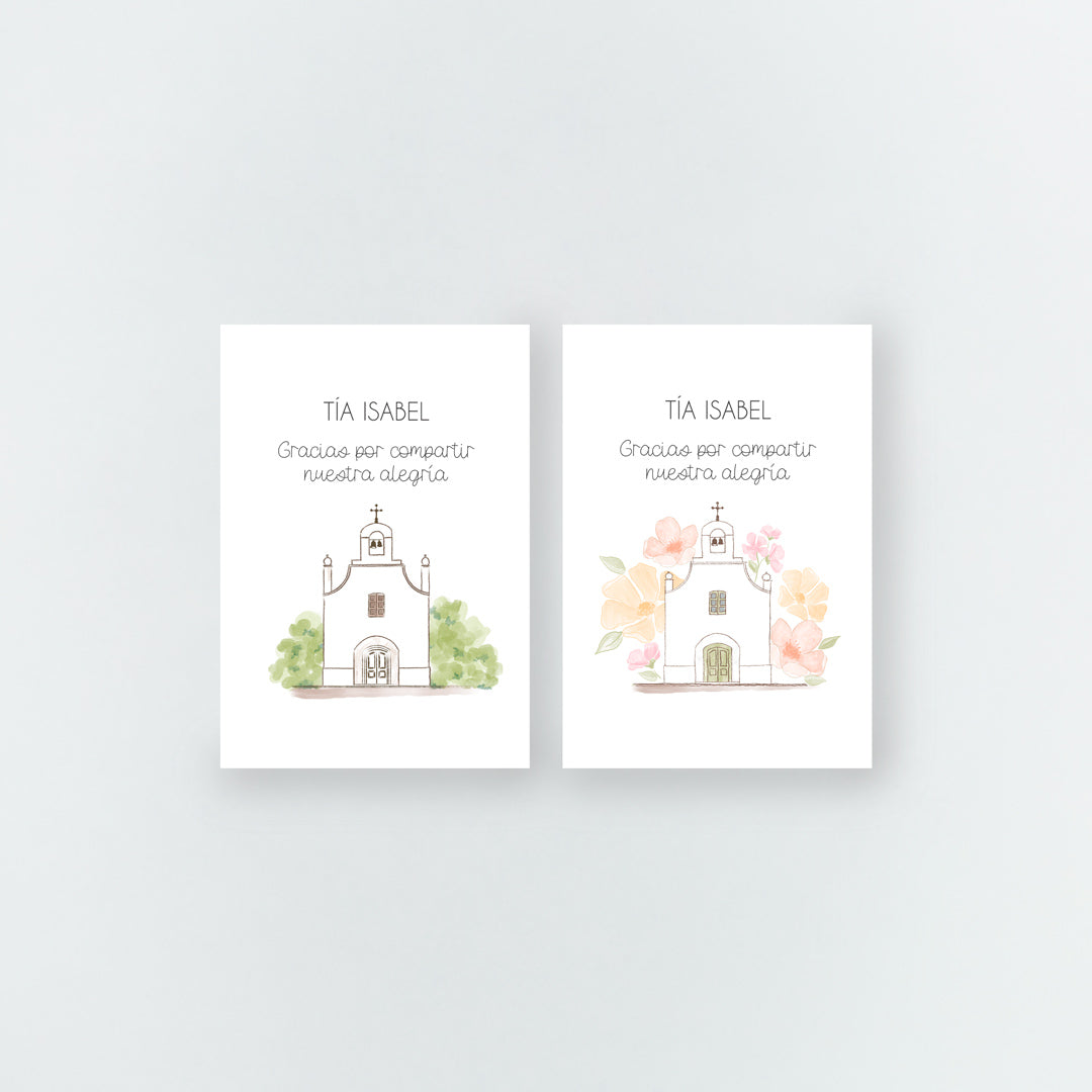 Opciones de diseño del marcasitios personalizados de la Colección Iglesia Comunión.