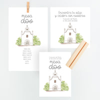 Conjunto Mesero y Seating Plan para Comunión de la colección Iglesia ramas. 