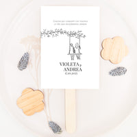 Paipay de Cartulina para Invitados de Boda