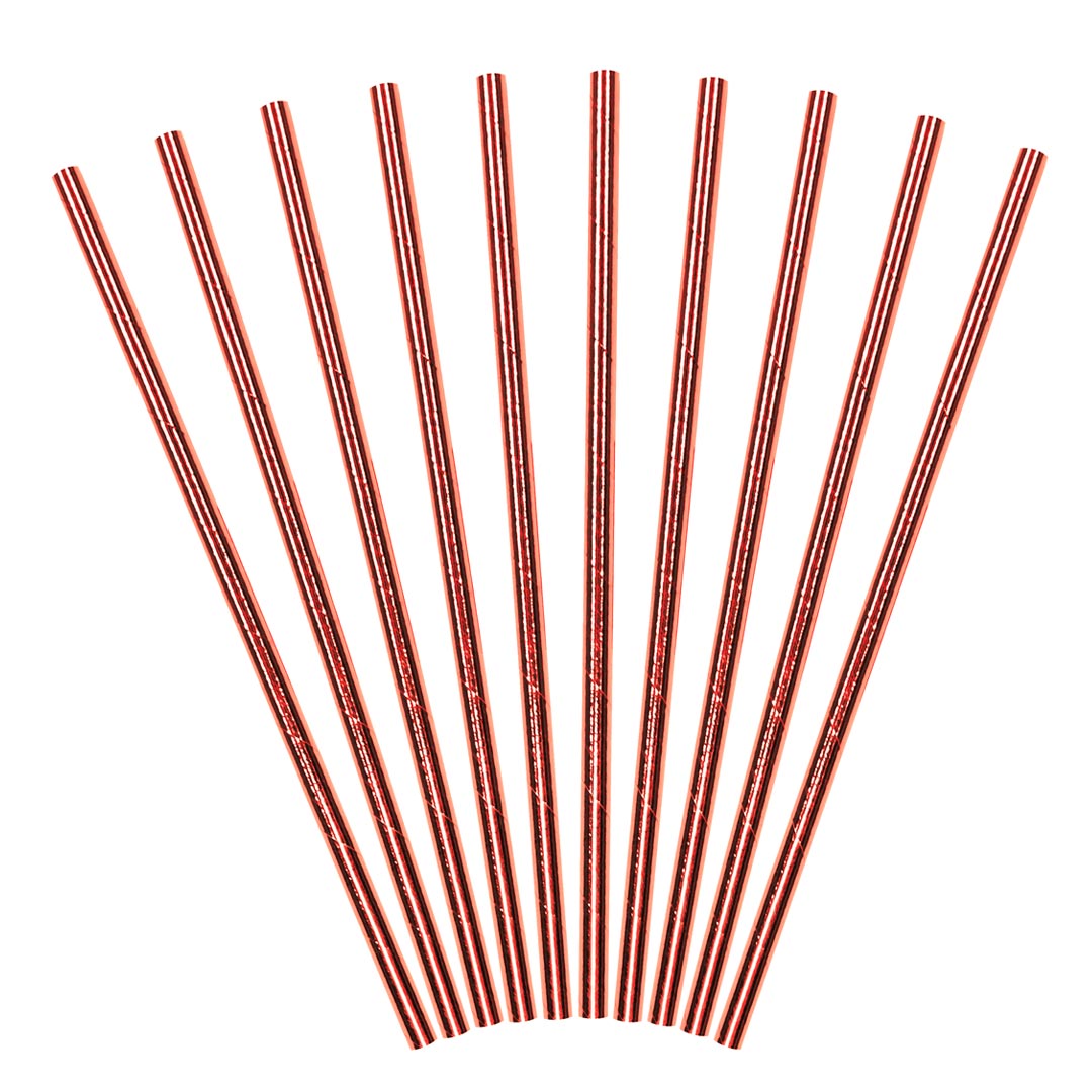 Pajitas de papel en color oro rosa. Pack de 10 unidades, longitud 19,5 cm.