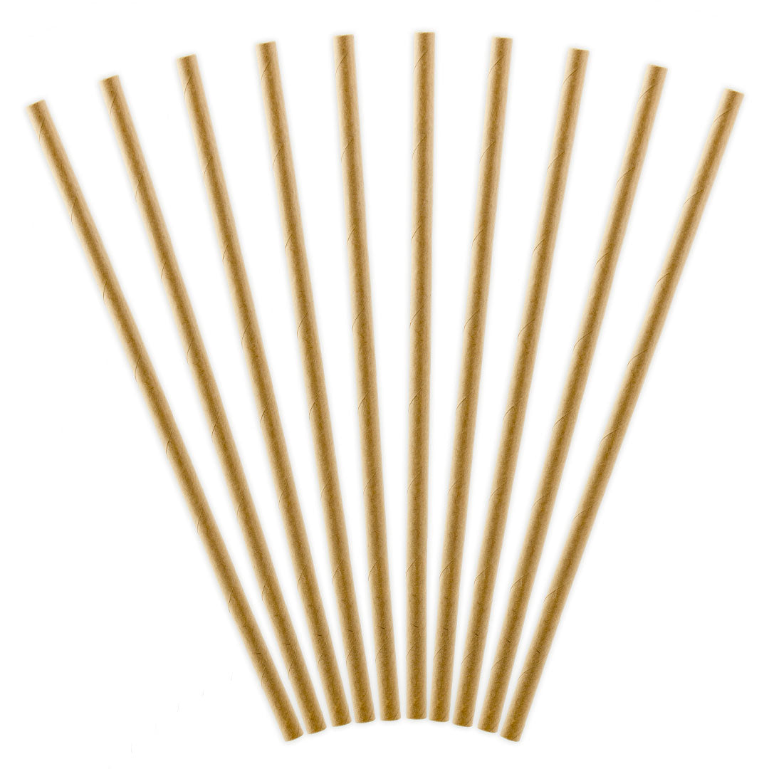 Pajitas de papel kraft natural, longitud aproximada 19,5 cm