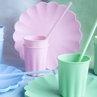 Pajitas de Plástico Reutilizables – Azul, Lila, Rosa o Verde (12 uds)