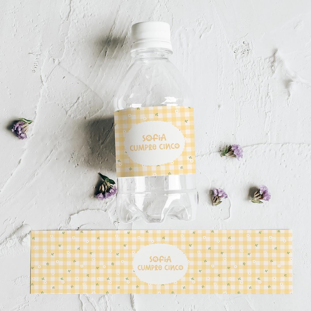 Pegatinas Botellas Cumpleaños Primavera Personalizadas | Pack 10 uds.