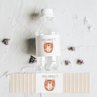 Pack de 10 pegatinas personalizadas para botellas temática animales del bosque con diseños de oso, zorro y ciervo para cumpleaños infantil