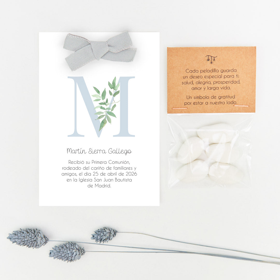 peladillas con recordatorio para invitados de comunión de la colección Inicial