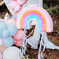 Piñata arcoíris plegable para fiesta infantil y mesa dulce
