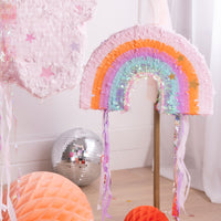 Piñata arcoíris plegable para cumpleaños infantil