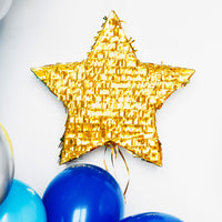 Piñata metálica dorada con forma de estrella para fiesta infantil