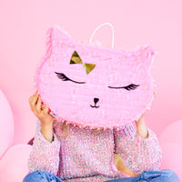 Piñata gato rosa para cumpleaños infantil