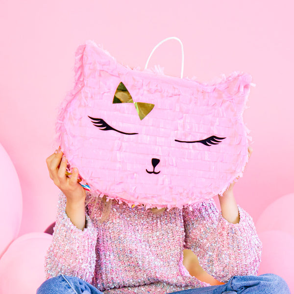 Piñata gato rosa para cumpleaños infantil