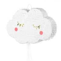 Decoración de cumpleaños infantil con piñata nube blanca