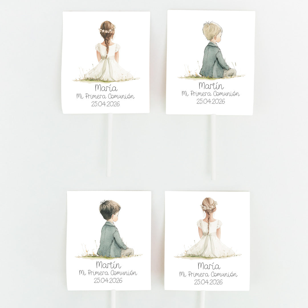 Opciones de diseño para las piruletas para Comunión de la Colección Boho. 