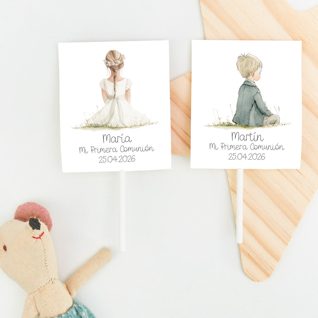 Piruletas personalizadas de la colección Boho para Comunión. 