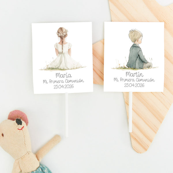 Piruletas personalizadas de la colección Boho para Comunión. 