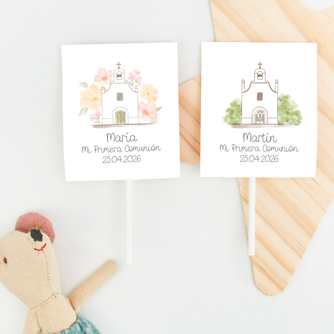 Piruletas personalizadas de la colección Iglesia para Comunión. 
