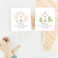 Piruletas personalizadas de la colección Iglesia para Comunión. 