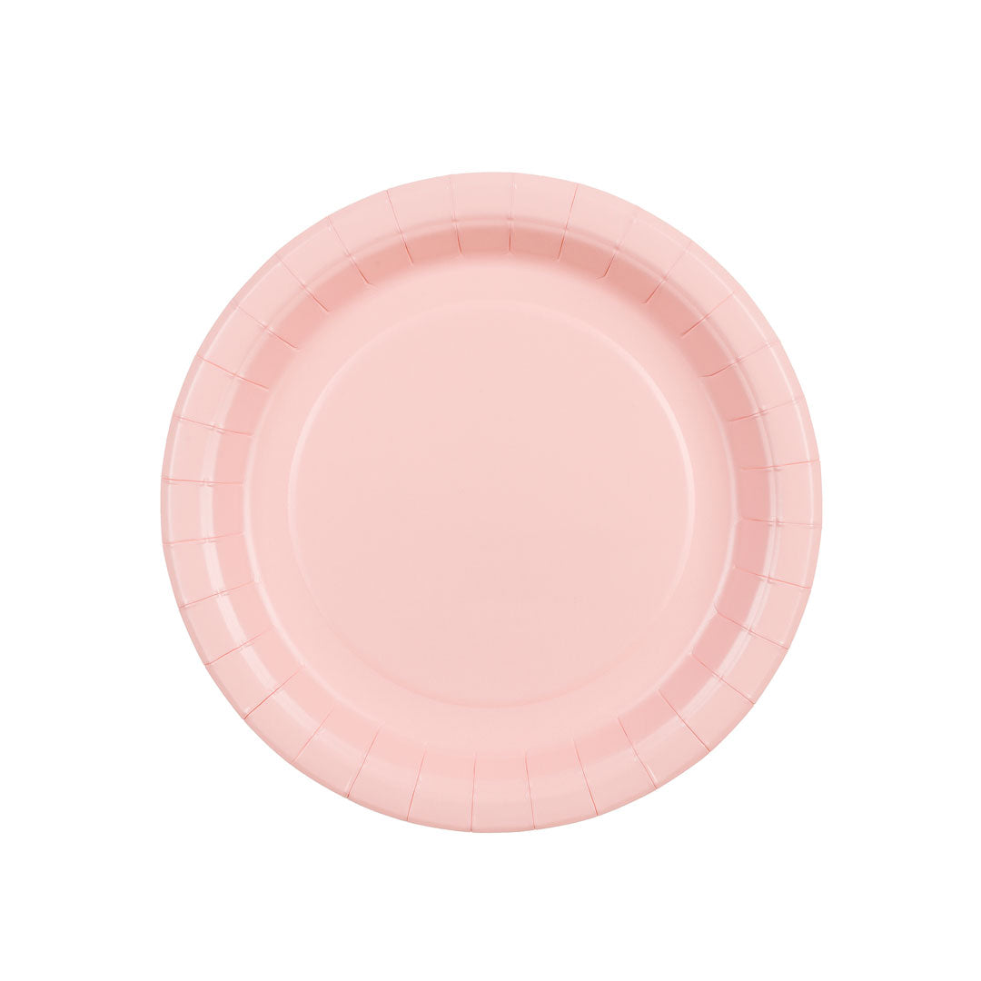 Platos de Papel Lisos Rosa Pastel 23 cm / 18 cm | Set 6 uds.