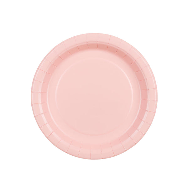 Platos de Papel Lisos Rosa Pastel 23 cm / 18 cm | Set 6 uds.