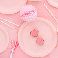 Platos de Papel Lisos Rosa Pastel 23 cm / 18 cm | Set 6 uds.
