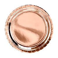 Platos de papel oro rosa redondos de 23 cm. Pack de 6 unidades.