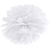 Pompón de papel de seda blanco de 25 cm. Ideal para decorar fiestas y eventos.