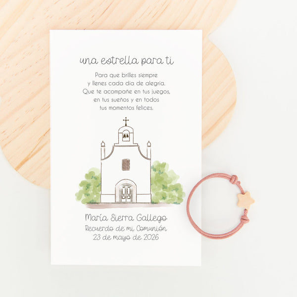 Pulsera Estrella para Niños con Tarjeta para Invitados de Comunión